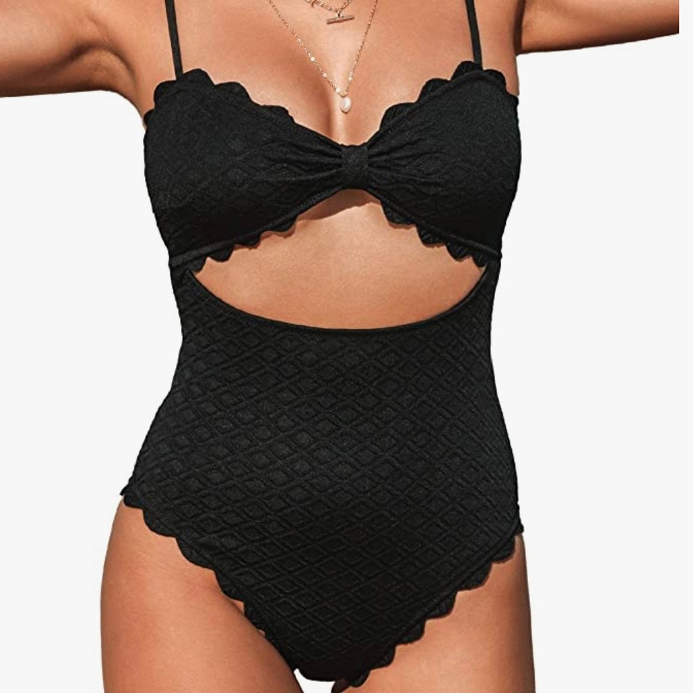 ☀️SCALLOPED KNOT CUT OUT SWIMSUIT - Picture 2 of 12